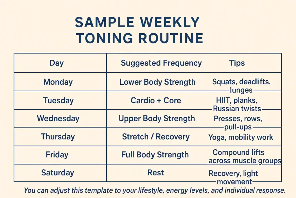 Achieving the Perfect Tone: How Often Should You Exercise for Results? 4 Weekly exercise Felixstowe plan graphic
