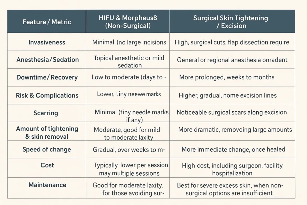 The Science of Skin Tightening 2 Table of skin tightening Felixstowe benefits compared to surgical options
